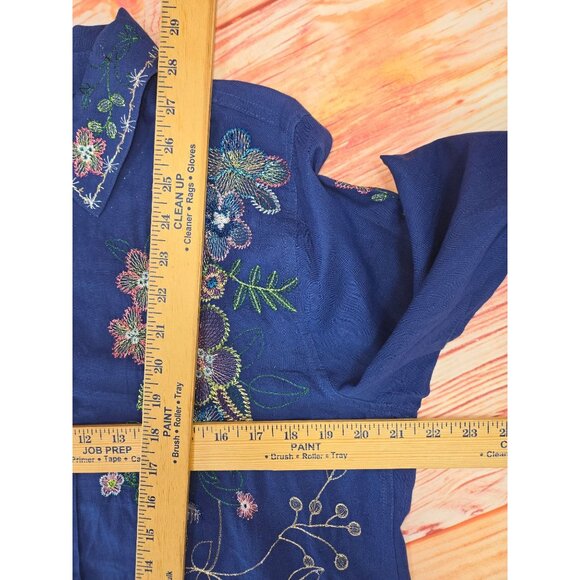 Johnny Was Workshop Floral Embroidered Button-Up Shirt Large - Picture 8 of 8